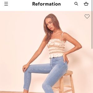 NWOT Reformation Harper High Rise Skinny Crop Jean